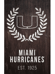 Miami Hurricanes Laurel Wreath 11x19 Sign