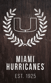 Miami Hurricanes Laurel Wreath 11x19 Sign