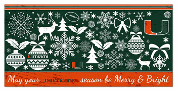 Miami Hurricanes Merry and Bright 6x12 Sign