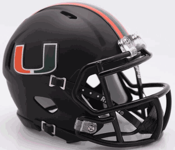 Miami Hurricanes NCAA Mini Speed Football Helmet 2017 Nights Alt
