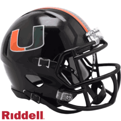 Miami Hurricanes NCAA Mini Speed Football Helmet Black 2024
