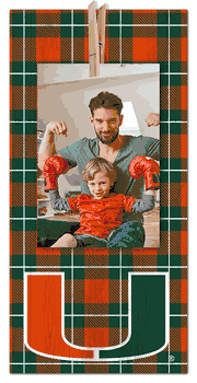 Miami Hurricanes Plaid Clothespin 6x12 Sign