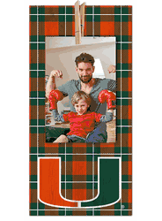 Miami Hurricanes Plaid Clothespin 6x12 Sign
