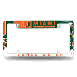 Miami Hurricanes Primary 12" x 6" Chrome All Over Automotive License Plate Frame for Car/Truck/SUV