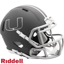 Miami Hurricanes Riddell Replica Speed Mini Helmet - Slate Alternate