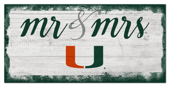Miami Hurricanes Script Mr & Mrs 6x12 Sign