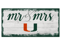 Miami Hurricanes Script Mr & Mrs 6x12 Sign