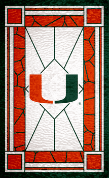 Miami Hurricanes Stained Glass 11x19 Wood Sign
