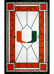 Miami Hurricanes Stained Glass 11x19 Wood Sign