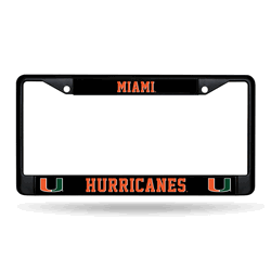 Miami Hurricanes Standard Black Chrome Frame with Plastic Inserts 12" x 6" Car/Truck Auto Accessory