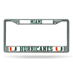 Miami Hurricanes Standard Chrome Frame with Plastic Inserts 12" x 6" Car/Truck Auto Accessory