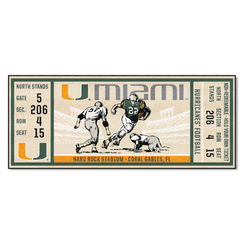 Miami Hurricanes Ticket Runner Rug - 30in. x 72in.
