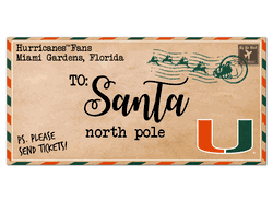 Miami Hurricanes To Santa 6x12 Sign