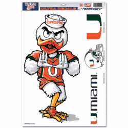 Miami Hurricanes Ultra Decal 11in x 17in Mascot