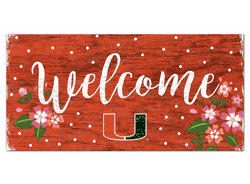 Miami Hurricanes Welcome Floral 6x12 Sign