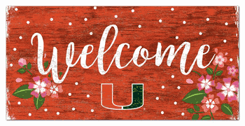 Miami Hurricanes Welcome Floral 6x12 Sign