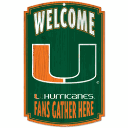 Miami Hurricanes Wood Sign - 11" x 17"