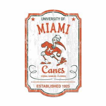 Miami Hurricanes Wood Sign - College Vault