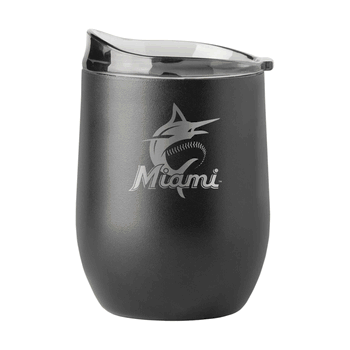 Miami Marlins 16oz Black Etch Powder Coat Curved Bev