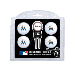 Miami Marlins 4 Ball Gift Set + Divot Tool & Marker