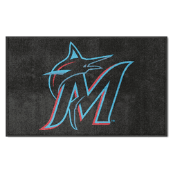 Miami Marlins 4X6 High-Traffic Mat with Durable Rubber Backing - Landscape Orientation