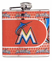 Miami Marlins 6oz Stainless Steel Flask with Metallic Graphics