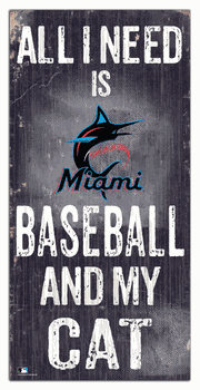 Miami Marlins Baseball and My Cat 6x12 Sign