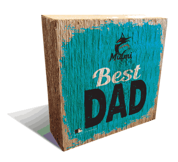 Miami Marlins Best Dad 6x6 Wood Block