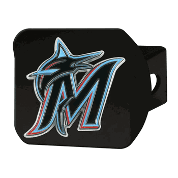 Miami Marlins Black Metal Hitch Cover - 3D Color Emblem