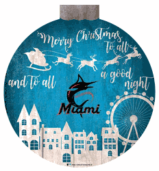 Miami Marlins Christmas Village 12in Wall Art