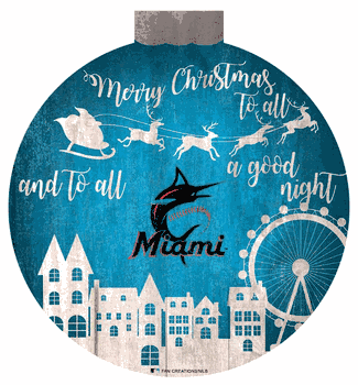 Miami Marlins Christmas Village 12in Wall Art