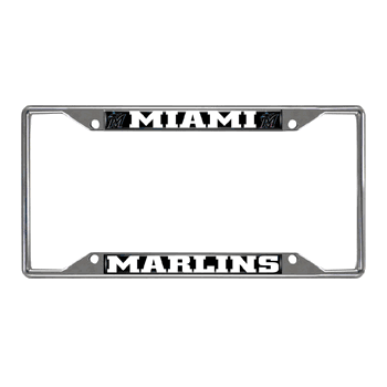 Miami Marlins Chrome Metal License Plate Frame, 6.25in x 12.25in