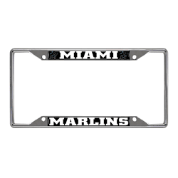 Miami Marlins Chrome Metal License Plate Frame, 6.25in x 12.25in