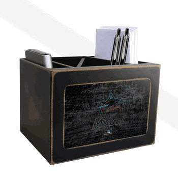Miami Marlins Distressed Desktop Organizer w/Team Color
