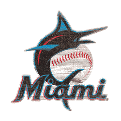 Miami Marlins Distressed Logo Cutout Sign