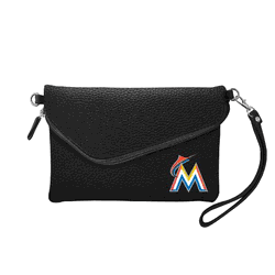 Miami Marlins Fold Over Crossbody Pebble Black