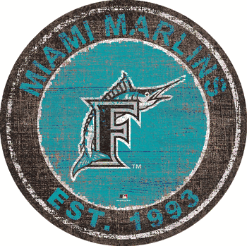 Miami Marlins Heritage Logo Round Sign
