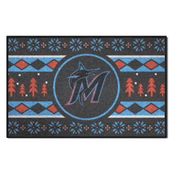 Miami Marlins Holiday Sweater Starter Mat Accent Rug - 19in. x 30in.
