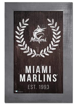 Miami Marlins Laurel Wreath 11x19 Sign