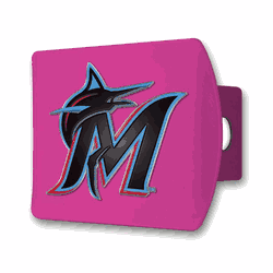 Miami Marlins Pink Metal Hitch Cover with  3D Color Emblem