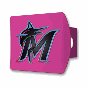 Miami Marlins Pink Metal Hitch Cover with  3D Color Emblem