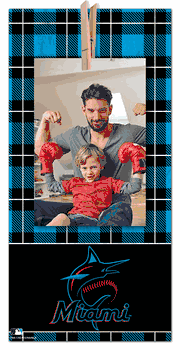 Miami Marlins Plaid Clothespin 6x12 Sign