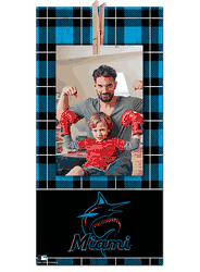 Miami Marlins Plaid Clothespin 6x12 Sign