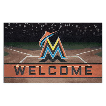 Miami Marlins Rubber Door Mat - 18in. x 30in.