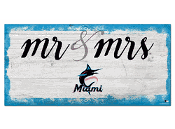 Miami Marlins Script Mr & Mrs 6x12 Sign