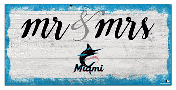 Miami Marlins Script Mr & Mrs 6x12 Sign