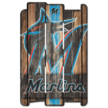 Miami Marlins Sign 11x17 Wood Fence Style