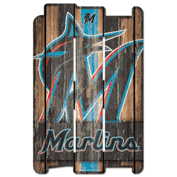 Miami Marlins Sign 11x17 Wood Fence Style