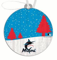 Miami Marlins Snow Scene Ornament