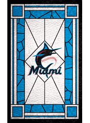 Miami Marlins Stained Glass 11x19 Wood Sign